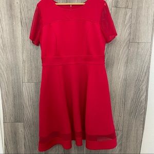 Lane Bryant red dress midi with mesh detail